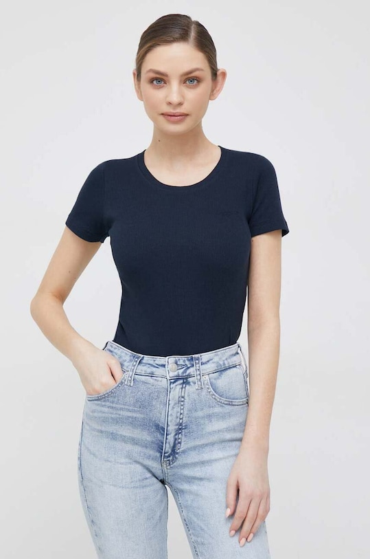 Pepe Jeans t-shirt Winona z elastanem granatowy PL505485.594