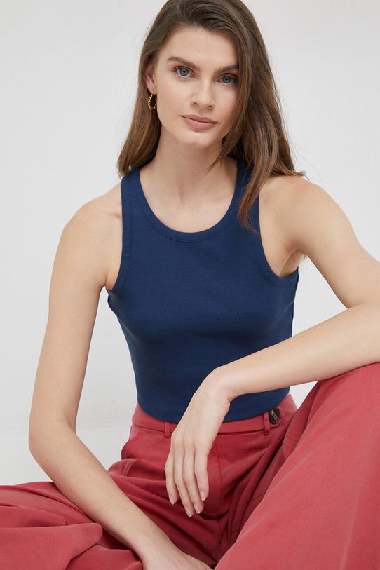 Top Pepe Jeans Piera bez uzorka mornarsko plava PL505544.588
