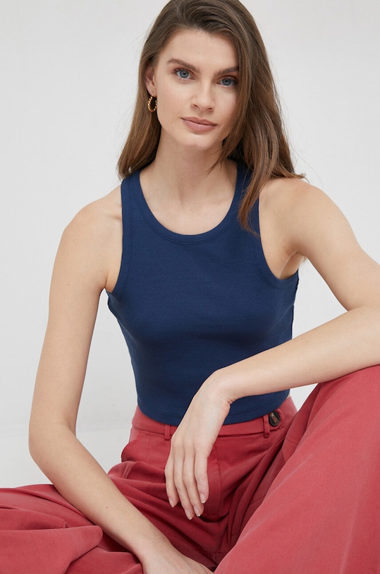 Pepe Jeans top Piera z elastanem granatowy PL505544.588