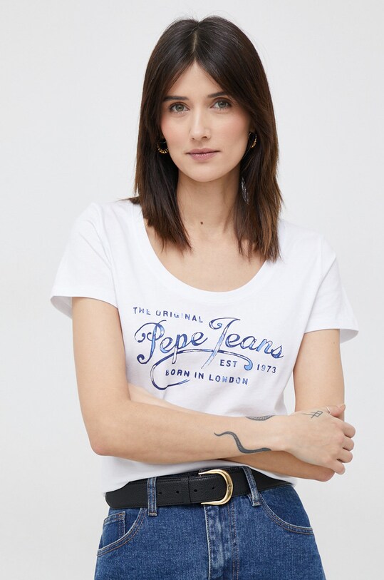 Pepe Jeans t-shirt in cotone Mery bianco PL505418.800