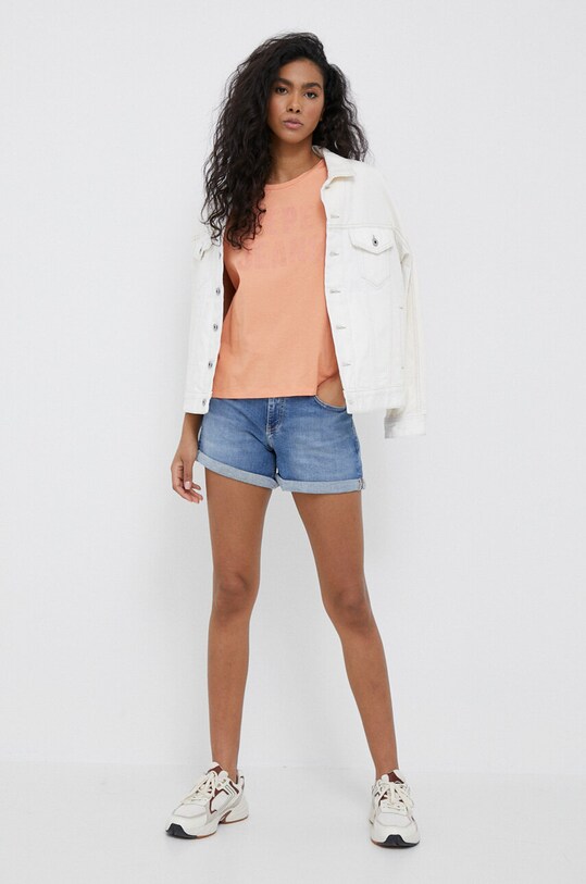 Pepe Jeans pamut póló PL505459.118 narancssárga SS23