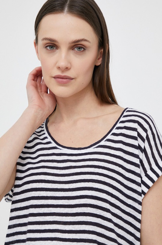 Pepe Jeans t-shirt lniany regular granatowy PL505404.594