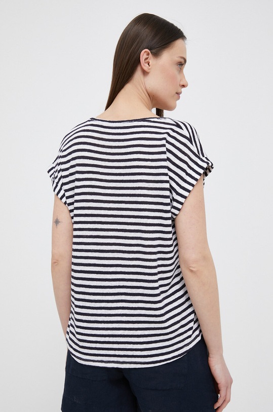 Odzież Pepe Jeans t-shirt lniany PL505404.594 granatowy