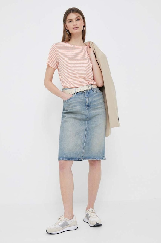 Pepe Jeans maglietta con aggiunta di lino PL505435.118 arancione SS23