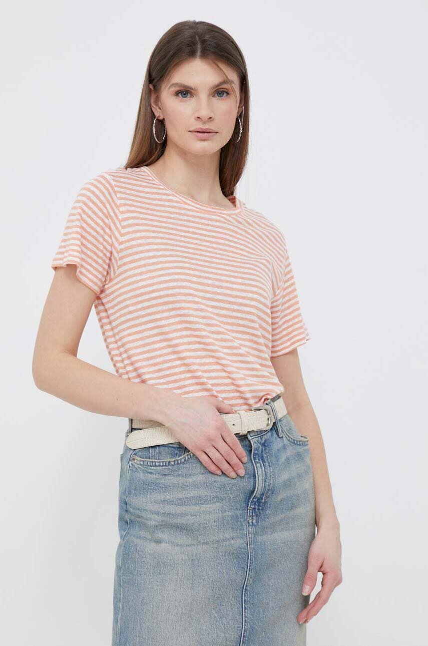 Pepe Jeans maglietta con aggiunta di lino arancione PL505435.118