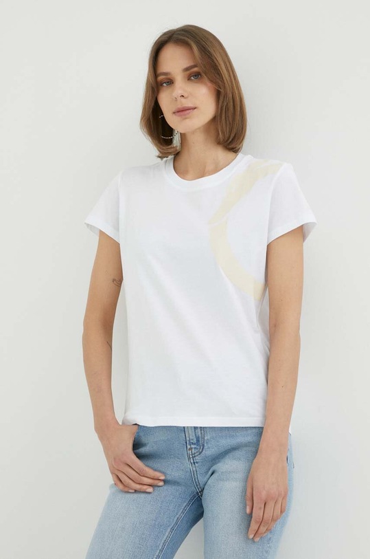 Trussardi t-shirt bawełniany nadruk biały 56T00564.1T005381