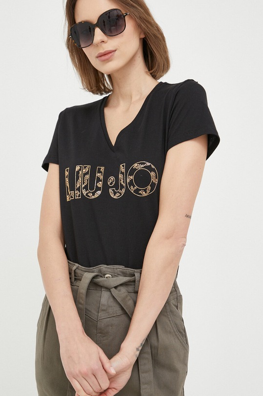Liu Jo t-shirt bawełniany czarny WA3418.JS923