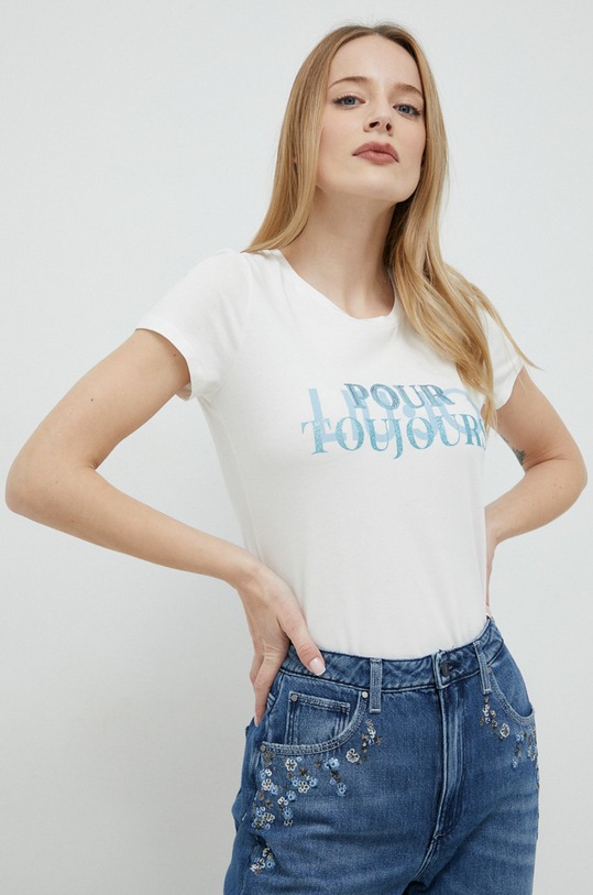 Liu Jo t-shirt z elastanem biały TA3088.JS003