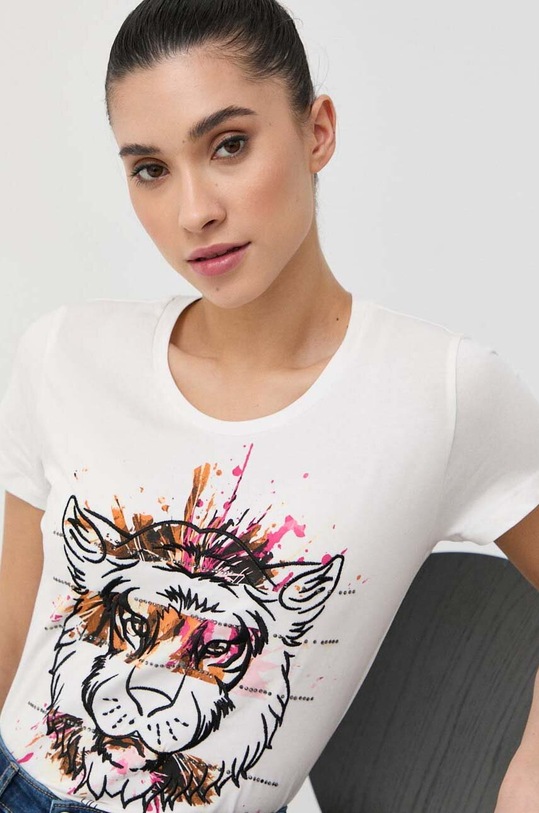 Liu Jo t-shirt z elastanem biały TA3104.J5003