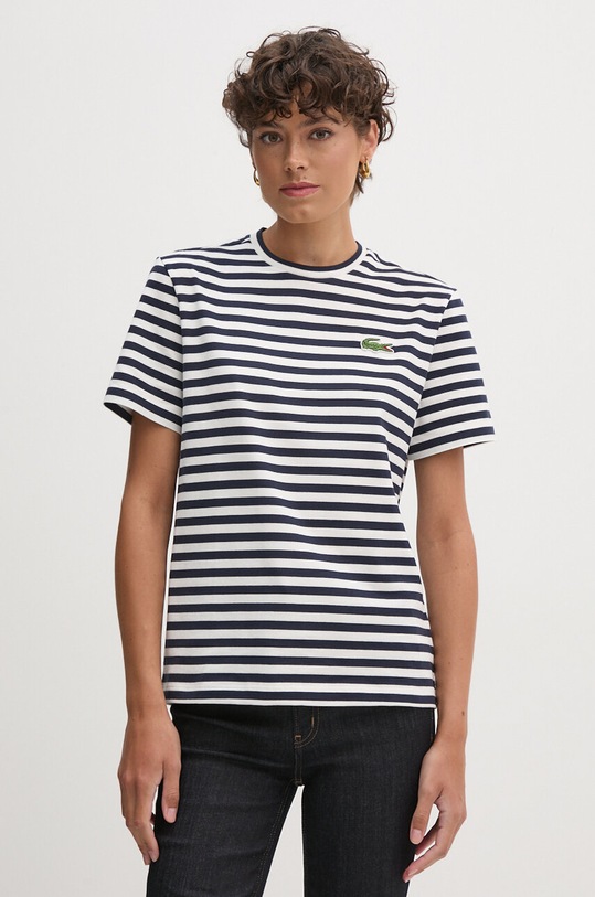 Lacoste t-shirt in cotone applique blu navy TF2594
