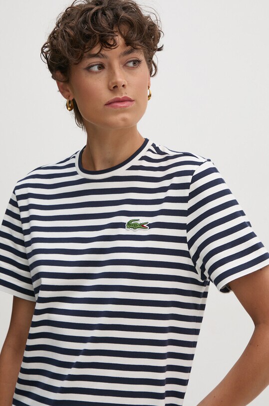 Βαμβακερό μπλουζάκι Lacoste σκούρο μπλε TF2594