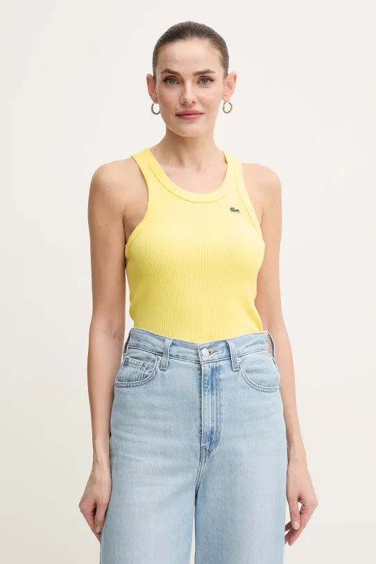 Lacoste top bawełniany bawełna żółty TF5388