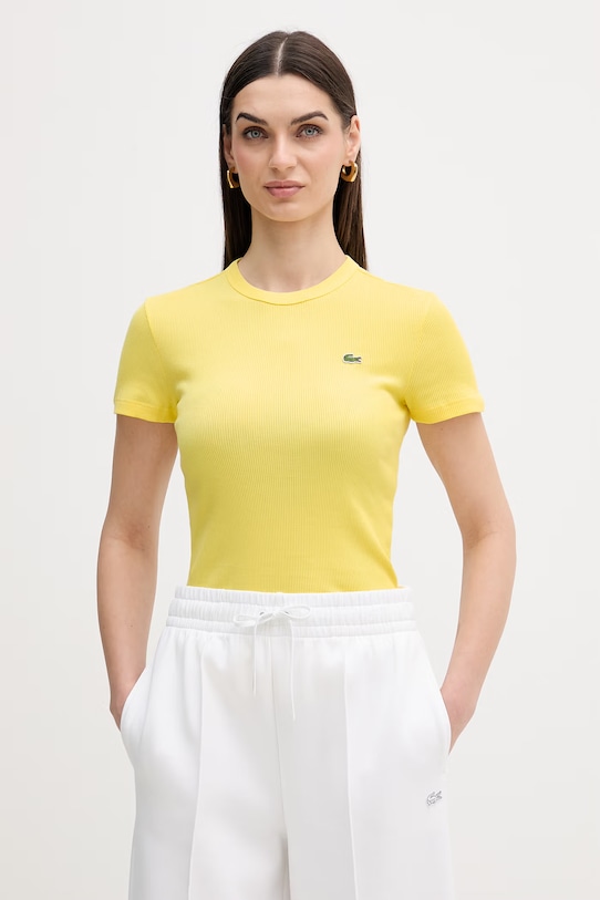 Хлопковая футболка Lacoste хлопок жёлтый TF5538