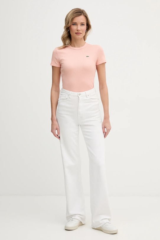 Lacoste t-shirt bawełniany TF5538 różowy AW25