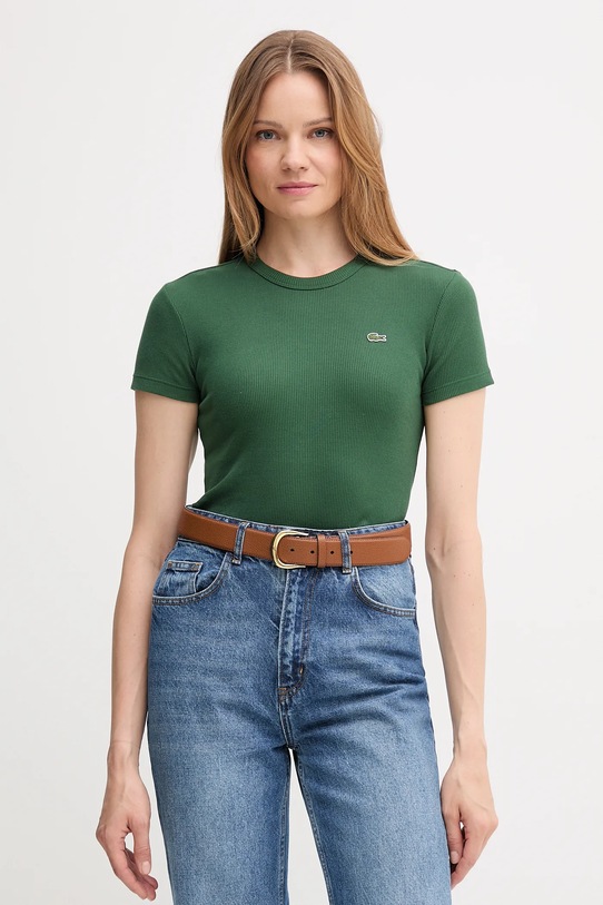 Lacoste t-shirt bawełniany zielony TF5538
