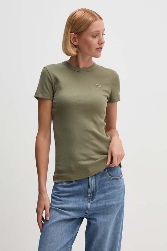 Памучна тениска Lacoste зелен TF5538