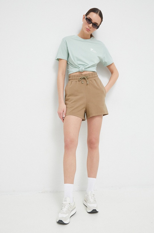 Fila t-shirt bawełniany FAW0450 turkusowy SS23