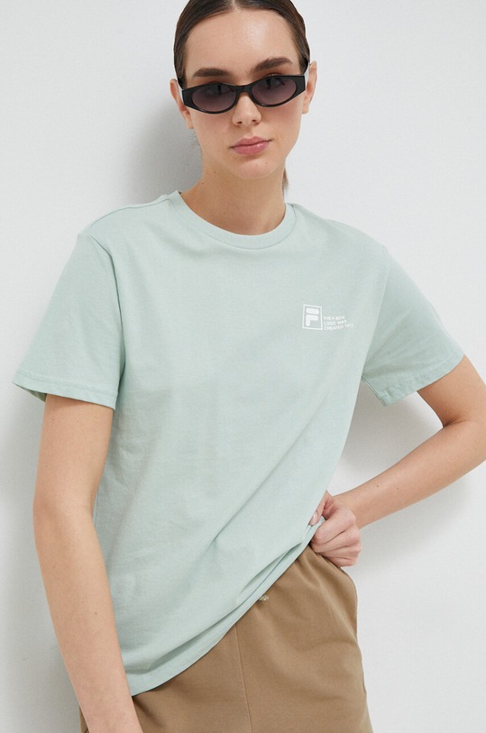 Fila t-shirt bawełniany turkusowy FAW0450