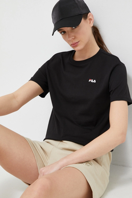 Хлопковая футболка Fila хлопок чёрный FAW0139.SS23