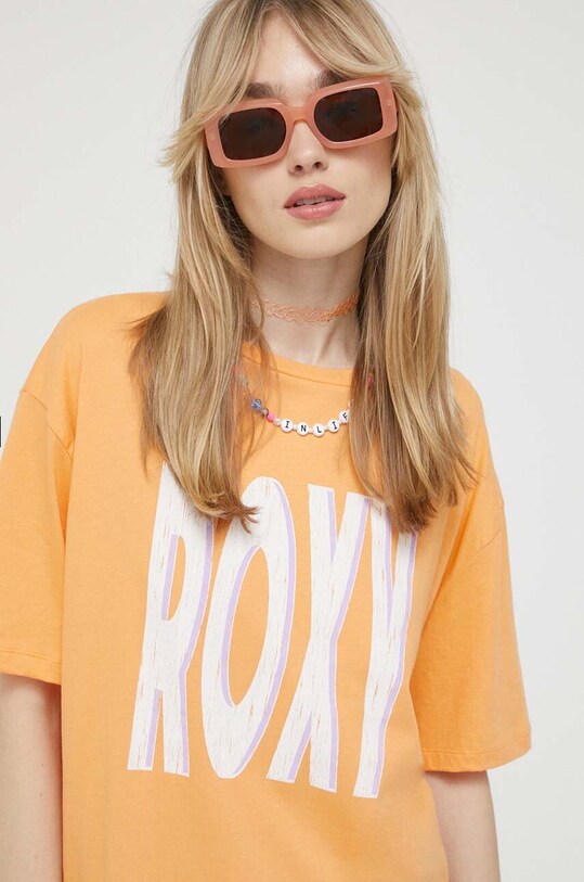 Памучна тениска Roxy ERJZT05461 оранжев
