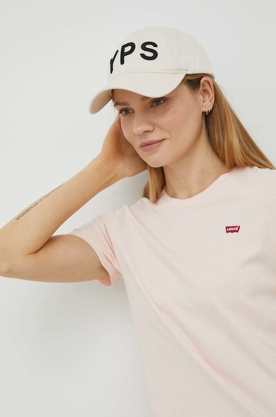 Βαμβακερό μπλουζάκι Levi's κανονικό ροζ 39185.0209