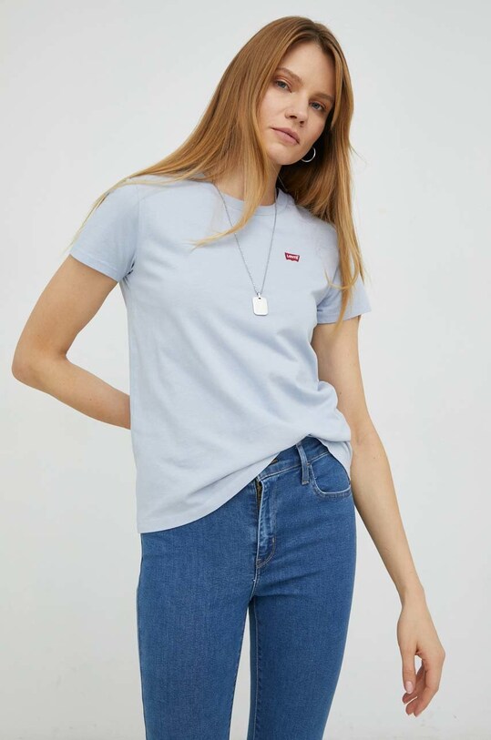 Βαμβακερό μπλουζάκι Levi's κανονικό μπλε 39185.0210