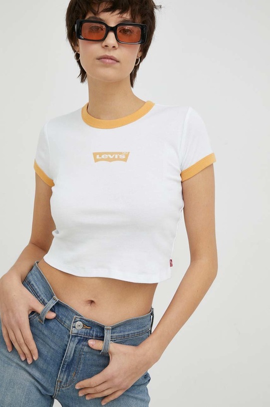 Levi's tricou din bumbac print alb A3523.0014