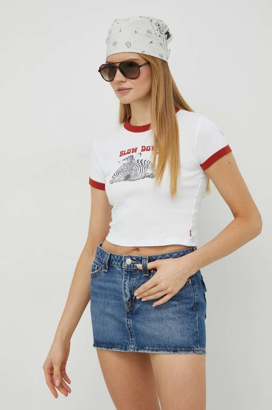 Памучна тениска Levi's стандартна бял A3523.0017