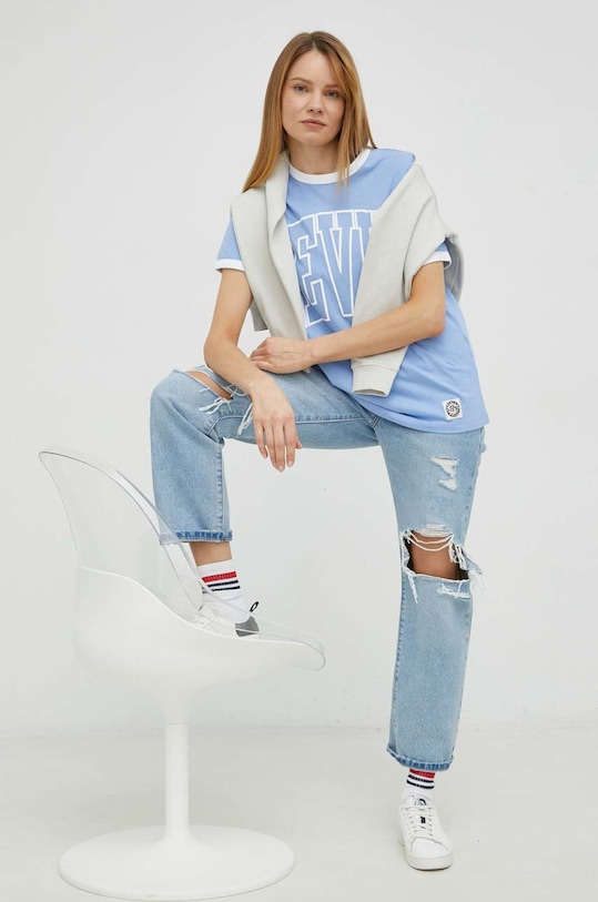 Βαμβακερό μπλουζάκι Levi's A4925.0001 μπλε SS23