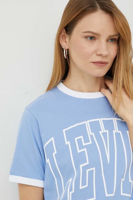 Βαμβακερό μπλουζάκι Levi's μπλε A4925.0001