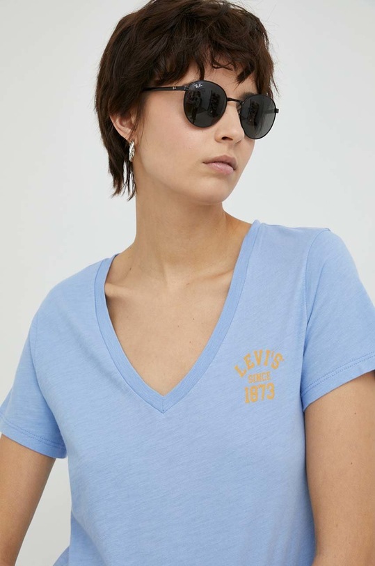 Βαμβακερό μπλουζάκι Levi's βαμβάκι μπλε A4928.0001