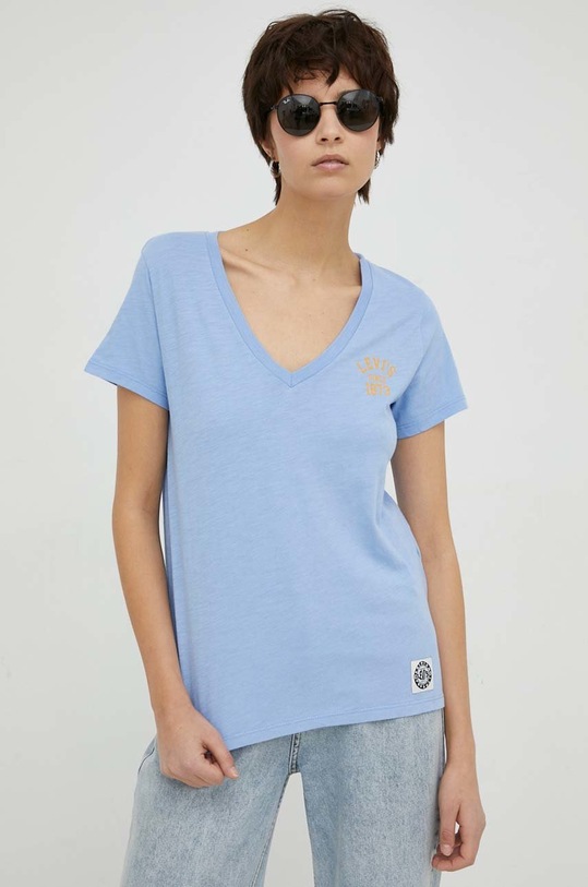 Βαμβακερό μπλουζάκι Levi's μπλε A4928.0001