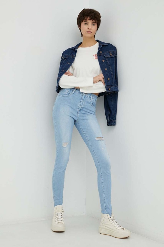 Βαμβακερή μπλούζα με μακριά μανίκια Levi's A4929.0000 λευκό SS23