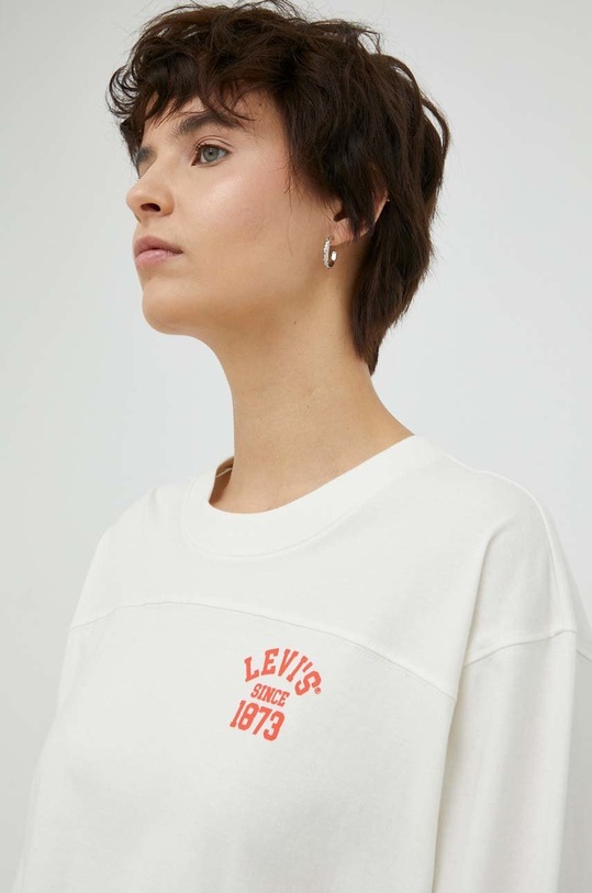 Βαμβακερή μπλούζα με μακριά μανίκια Levi's λευκό A4929.0000
