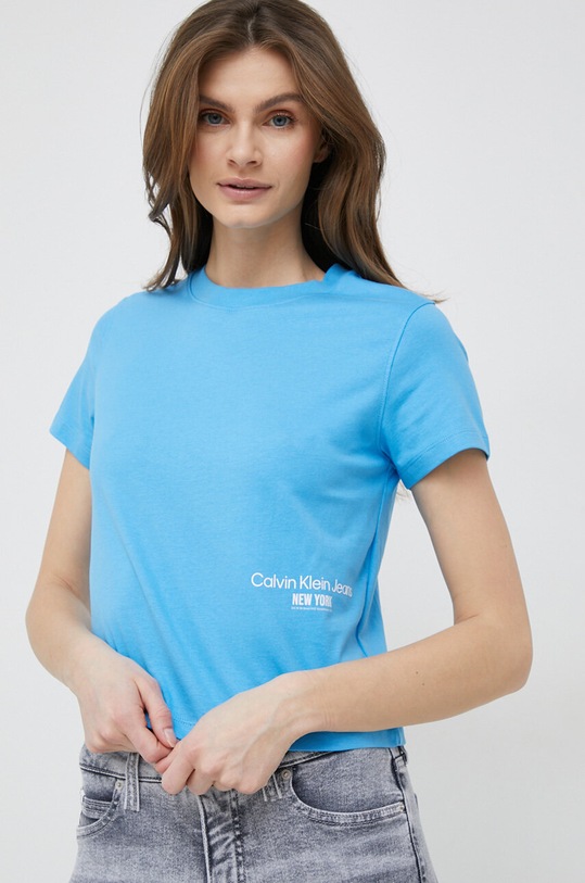 Βαμβακερό μπλουζάκι Calvin Klein Jeans βαμβάκι μπλε J20J221047.PPYX