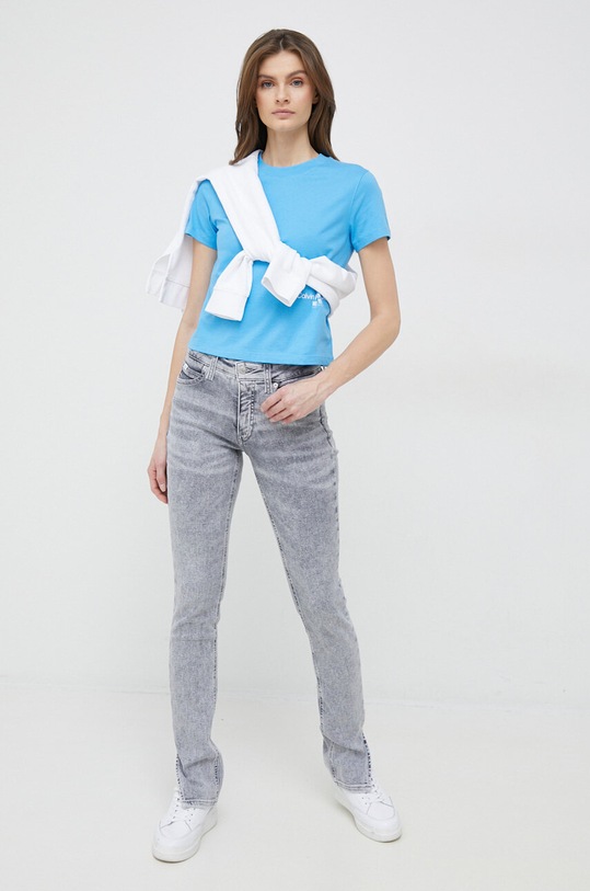Βαμβακερό μπλουζάκι Calvin Klein Jeans J20J221047.PPYX μπλε SS23
