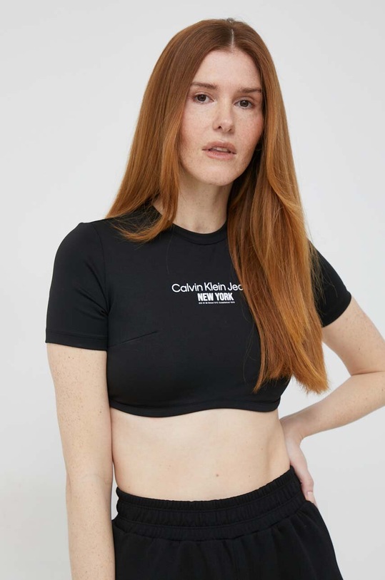 Tričko Calvin Klein Jeans slim čierna J20J221483.PPYX