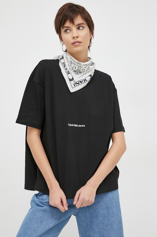 Calvin Klein Jeans t-shirt bawełniany aplikacja czarny J20J220768.PPYX