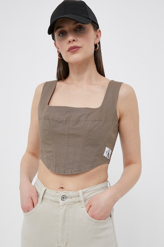 Calvin Klein Jeans top brązowy J20J220714.PPYX