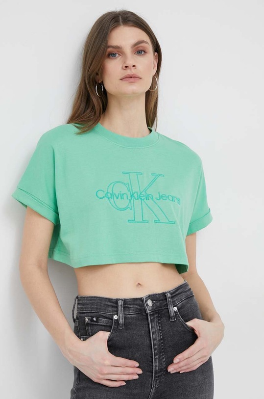 Calvin Klein Jeans pamut póló pamut zöld J20J221048.PPYX