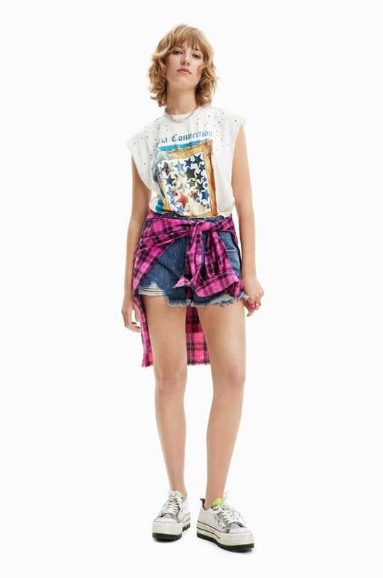 Одяг Бавовняна футболка Desigual 23SWTK06 білий