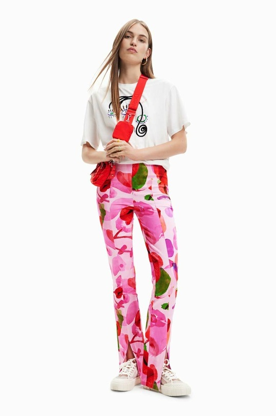 Îmbrăcăminte Desigual tricou din bumbac 23SWTKBU alb