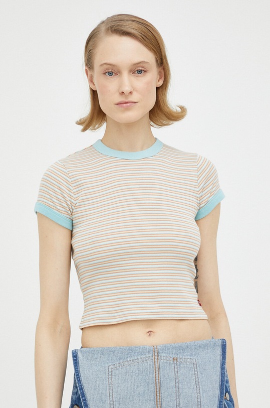 Levi's t-shirt bawełniany wzorzyste beżowy A4081.0007