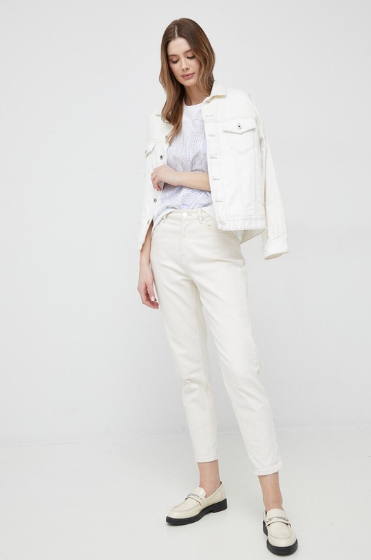 Pamučna majica Sisley 3LANW100J.101 bijela SS23