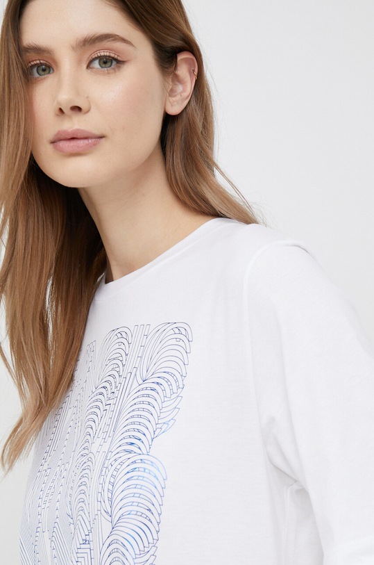 Pamučna majica Sisley bijela 3LANW100J.101