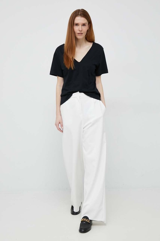 Sisley t-shirt bawełniany 3LANW4002.100 czarny SS23