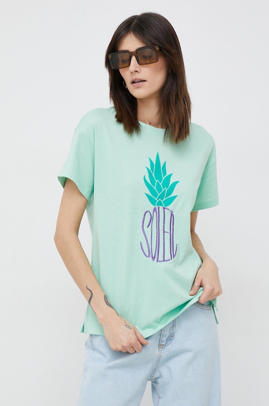 Pennyblack t-shirt bawełniany aplikacja zielony 39710923