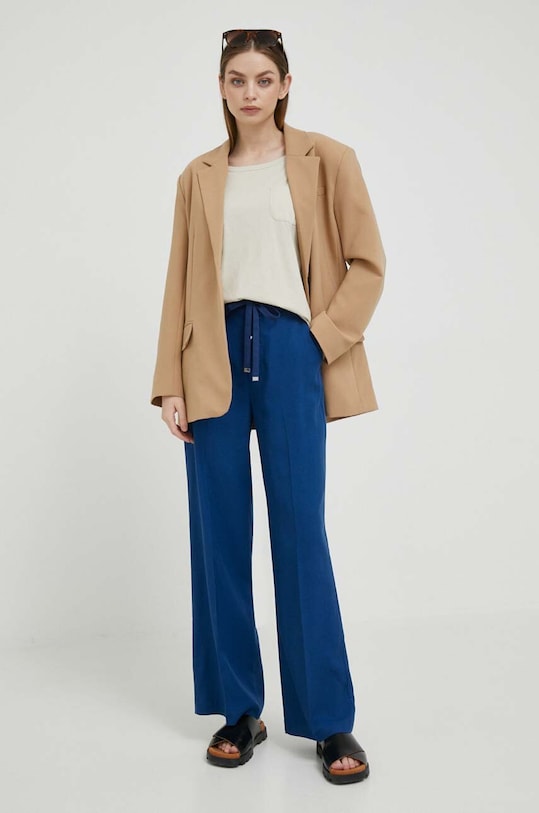 Sisley t-shirt bawełniany 3096L104B.14Z beżowy SS23