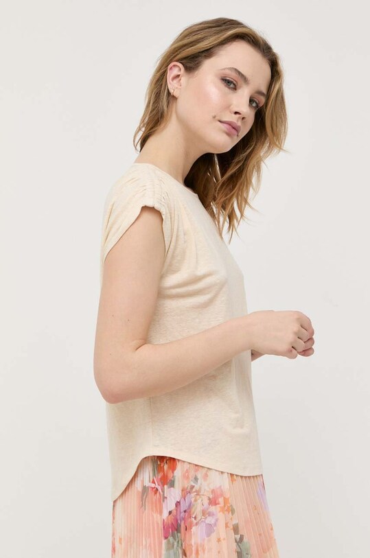 Ľanové tričko Max Mara Leisure béžová 2339411336600