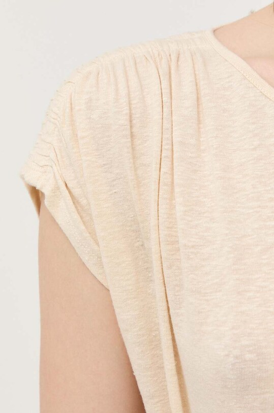 Ľanové tričko Max Mara Leisure 2339411336600 béžová